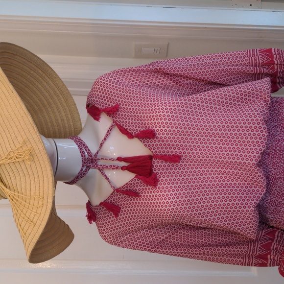 CEZELE  Pink Geometric Bohemian Summer Midi Dress Small - Picture 6 of 17